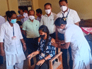 Covid 19 Vaccination administered to St. Lawrence PU College Students, Moodubelle
