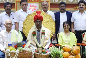 Mangalore University Vice Chancellor Prof P L Dharma felicitated